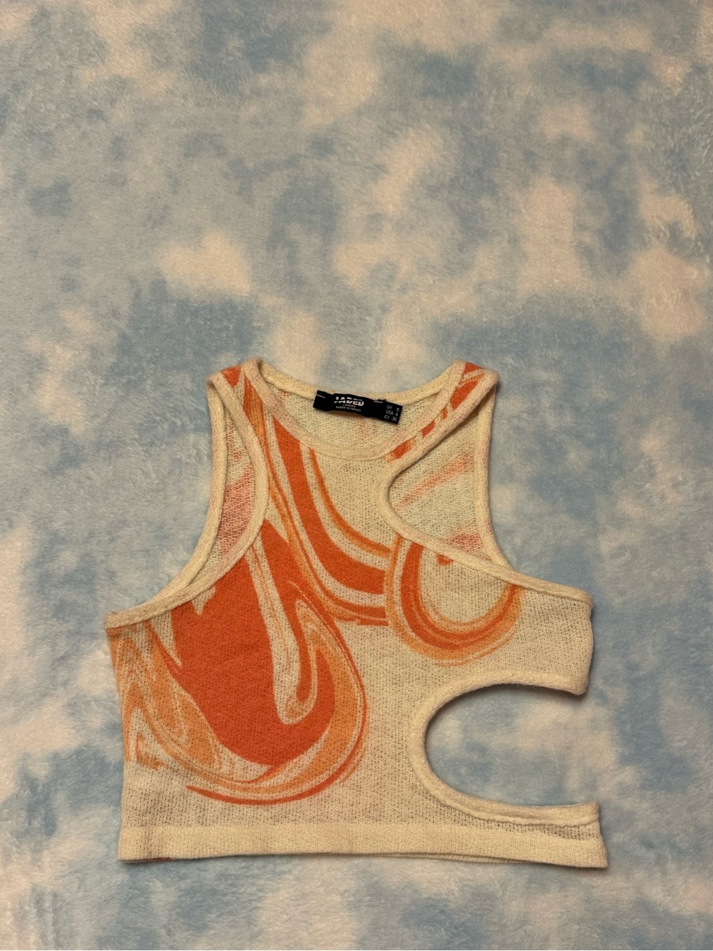 Jaded London Orange Swirl Cutout Tank Top